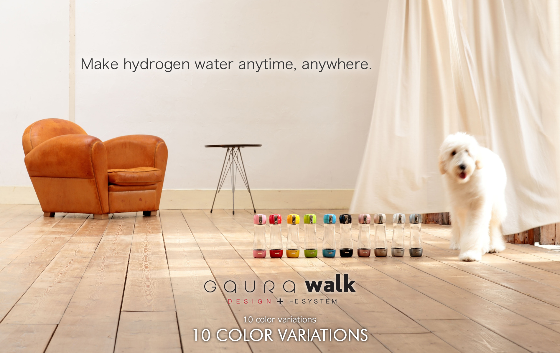 Portable bottle-type hydrogen water generator. GAURA walk